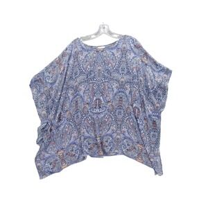 J.Jill Paisley Print Caftan Top Poncho Blouse Flowy Rayon‎ Oversized XS/S
